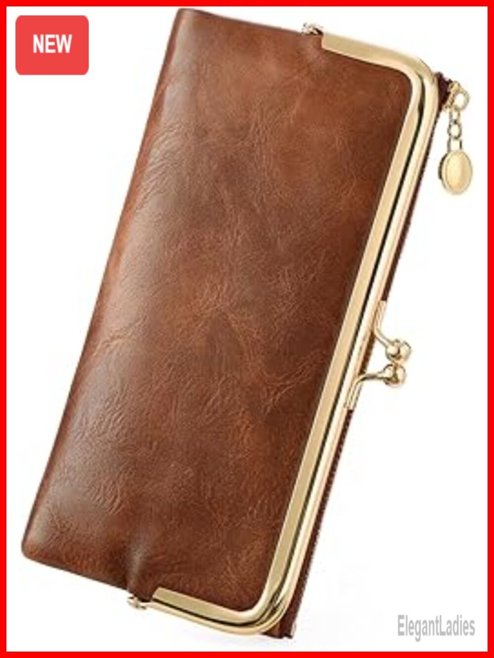 Vintage Kiss Lock Bifold Wallet with Zip Coin Pocket 9 Card Slots